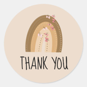 Sticker Rond Papillons arc-en-ciel Bohême Main dessinée Anniver