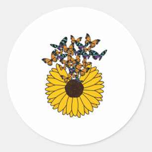 Sticker Rond Papillons au tournesol