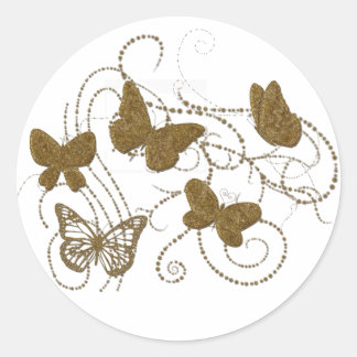 Sticker Rond Papillons d'or aux perruques d'or