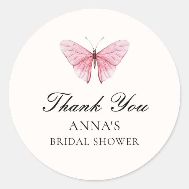 Sticker Rond Papillons Fleurs Shower de Mariée  (Devant)