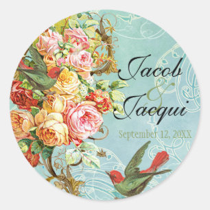 Sticker Rond Papillons papillon Rose vintage tourbillonne Éléga