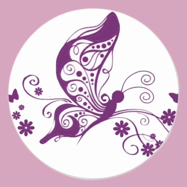 Sticker Rond Papillons pourpres (Créateur téléchargé)