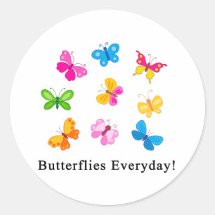 Sticker Rond Papillons tous les jours