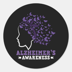Sticker Rond Papillons Violets Sensibilisation Alzheimer Violet