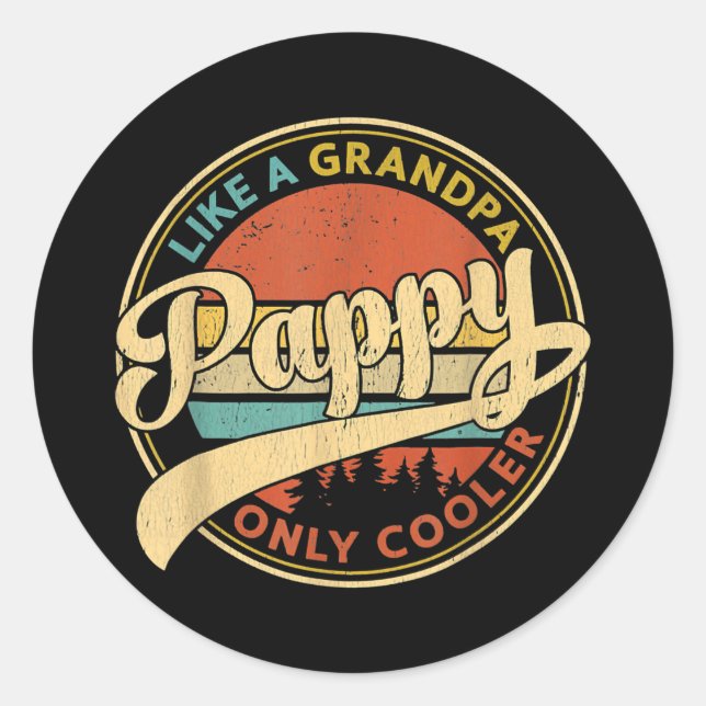 Sticker Rond Pappy Comme Un Grand-Père Seulement Glacière Retro (Devant)