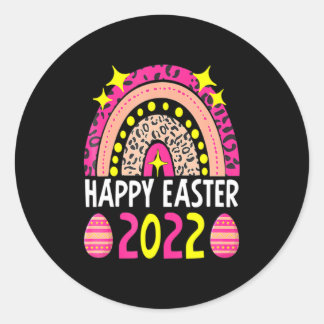 Sticker Rond Pâques 2022 arc-en-ciel mignon joyeuses Pâques 202