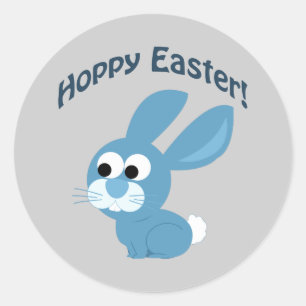 Sticker Rond Pâques chanceuses ! Lapin bleu