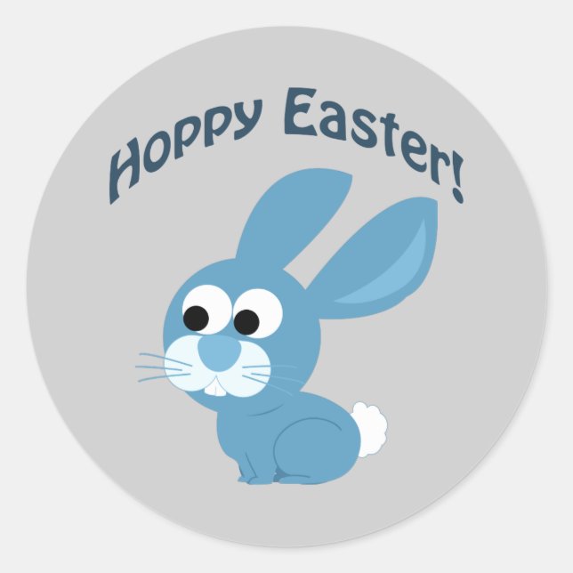 Sticker Rond Pâques chanceuses ! Lapin bleu (Devant)