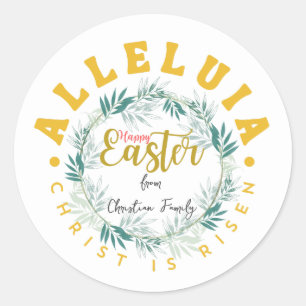 Sticker Rond Pâques chrétienne personnalisée