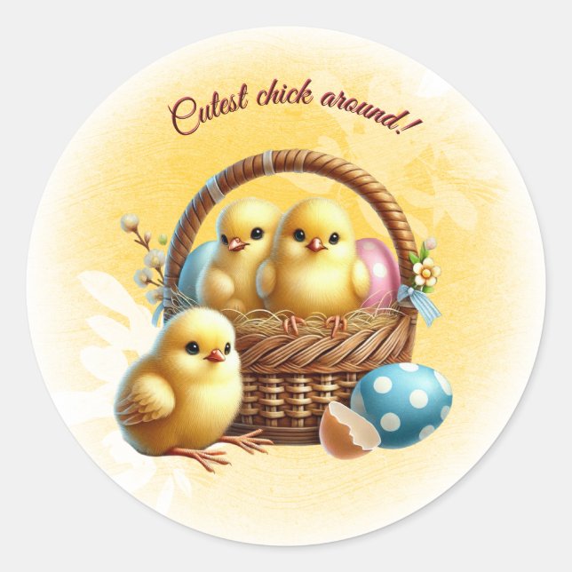 Sticker Rond Pâques Cutest Chick Autour ! (Devant)
