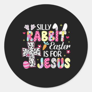Sticker Rond Pâques De Lapin Silly Est Pour Les Eas Religieuses