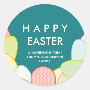 Sticker Rond Pâques faite maison traite des oeufs de pastel de