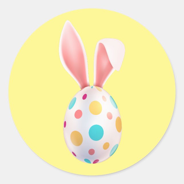 STICKER ROND "PÂQUES" OEUFS SPECKLED & OURS BUNNY ROUND CLASSIQ (Devant)