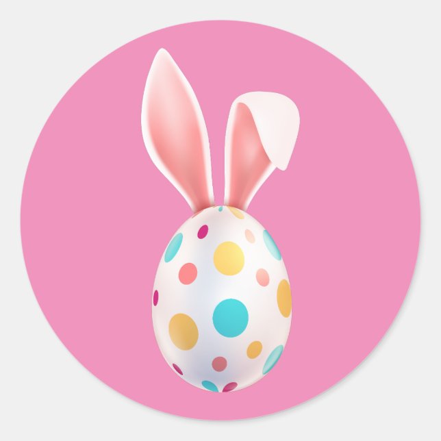 STICKER ROND "PÂQUES" OEUFS SPECKLED & OURS BUNNY ROUND CLASSIQ (Devant)