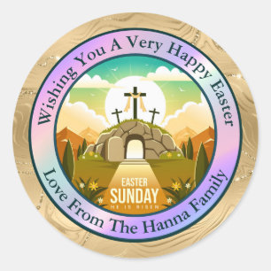 Sticker Rond Pâques personnalisé Église et école du dimanche