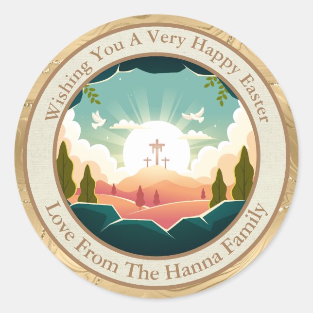 Sticker Rond Pâques personnalisées | Église et école du dimanch (Devant)