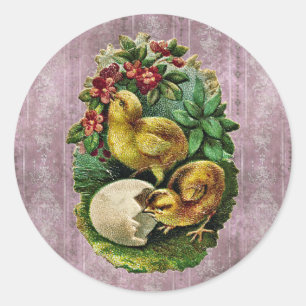 Sticker Rond Pâques vintage