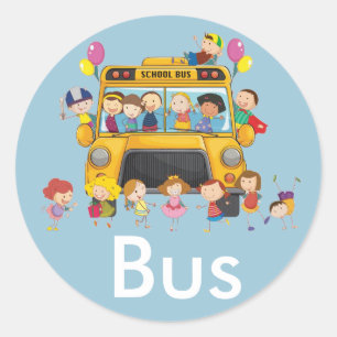 Sticker Rond Paquet d'autocollant d'autobus scolaire
