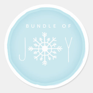 Sticker Rond Paquet de baby shower de bleu de flocon de neige