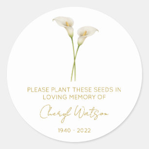 Sticker Rond Paquet de graines commémoratif de calla lily simpl