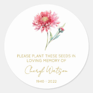 Sticker Rond Paquet de graines commémoratives de chrysanthème s