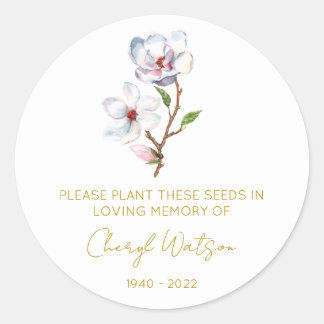 Sticker Rond Paquet de graines de mémorial de magnolia simple