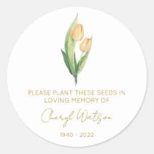 Sticker Rond Paquet de graines de tulipe mémorial simple