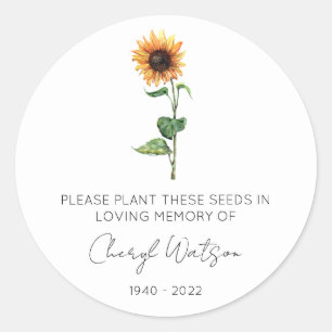 Sticker Rond Paquet de graines mémorial de tournesol simple