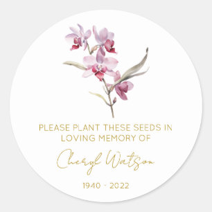 Sticker Rond Paquet de graines mémorial d'orchidée simple