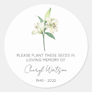 Sticker Rond Paquet de graines mémorial Simple Lily