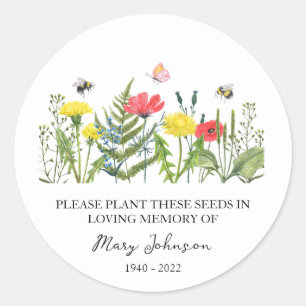 Sticker Rond Paquet de semence funéraire fleur sauvage