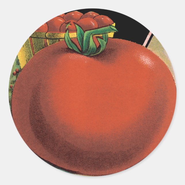 Sticker Rond Paquet de semences vintage Art Étiquette, Tomato P (Devant)