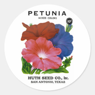 Sticker Rond Paquet de semences Vintage Petunia