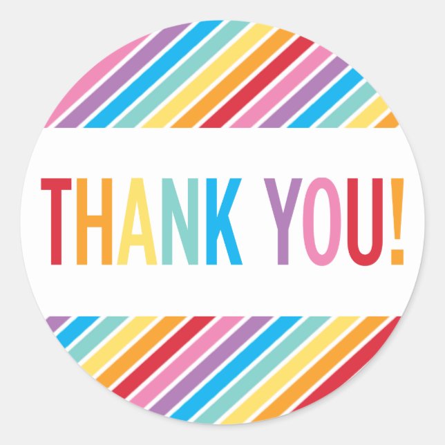 Sticker Rond PAQUETAGE MERCI en caractères gras colorés arc-en- (Devant)