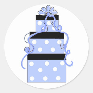 Sticker Rond Paquets de points Polka bleu et blanc