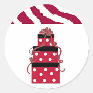 Sticker Rond Paquets de points Polka rouges et blancs
