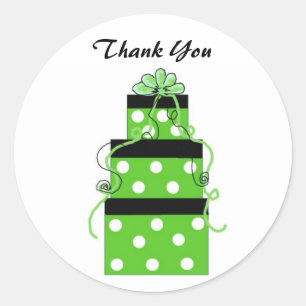 Sticker Rond Paquets de points Polka verts et blancs