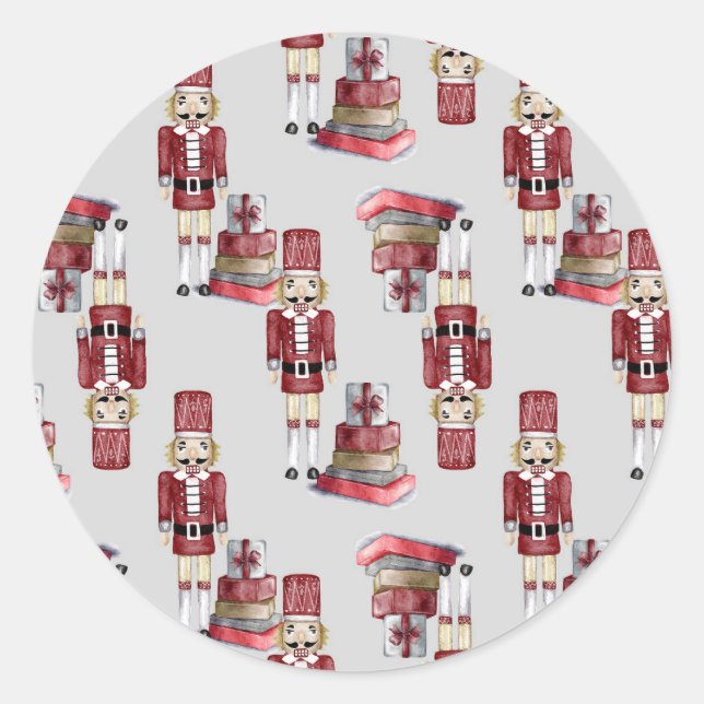 Sticker Rond Paquets Noisette Rouge Noël Aquarelle (Devant)