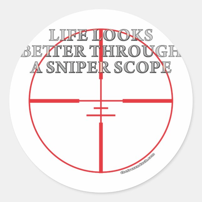 Sticker Rond Par le biais d'une étendue de sniper (Devant)