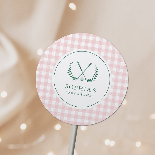 Sticker Rond Par-Tee Preppy Golf Girl Baby shower (Créateur téléchargé)