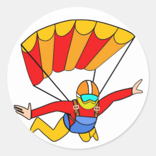 Sticker Rond Parachute rouge de Skydive Yello
