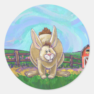 Sticker Rond Parade animalière sur lapin mignon