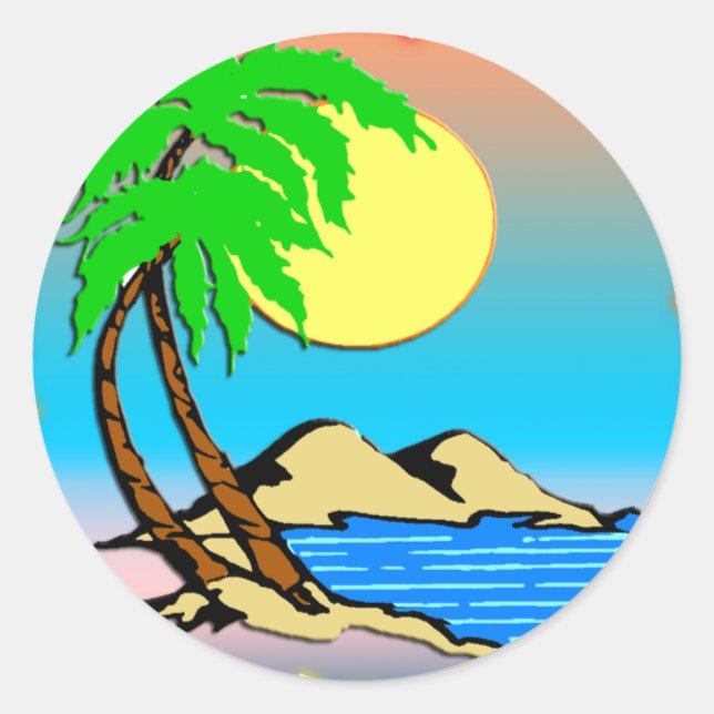 Sticker Rond Paradis de l'île (Devant)