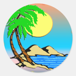 Sticker Rond Paradis d'île