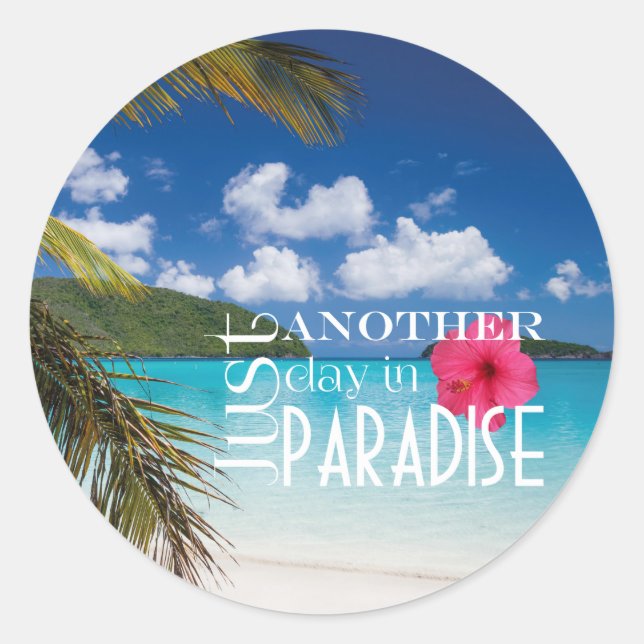 Sticker Rond Paradis tropical de la plage (Devant)