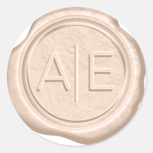 Sticker Rond Paraphe de Mariage de sceau de cire Initiales Peac (Devant)