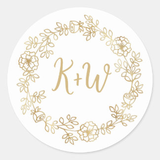 Sticker Rond Paraphe Mariage de fleurs mûres Monogramme