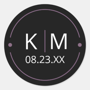 Sticker Rond Paraphe Mariage en arc doux Lilac ID998