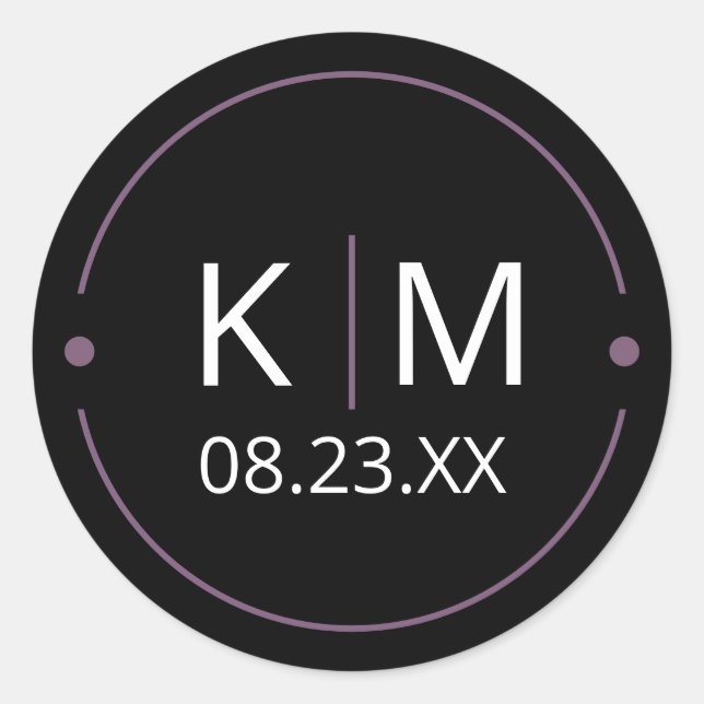 Sticker Rond Paraphe Mariage en arc doux Lilac ID998 (Devant)