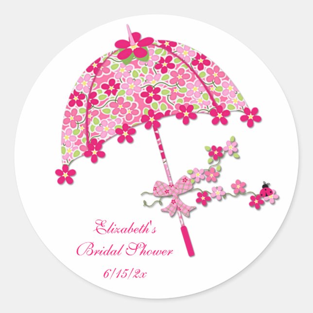 Sticker Rond Parapluie floral rose (Devant)